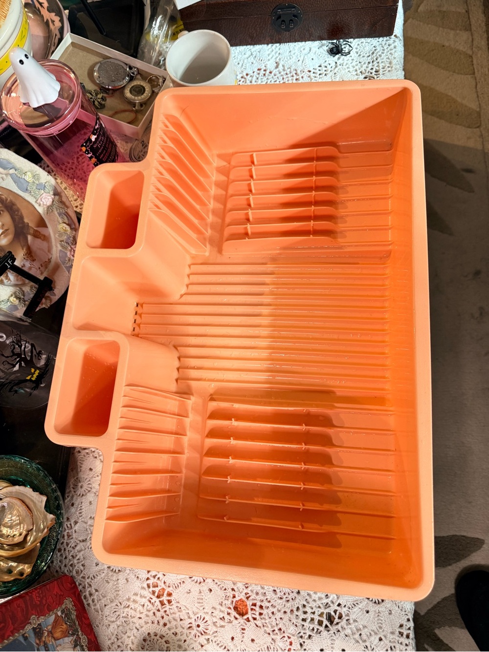 Vintage Rubbermaid Space Saver Dish Drying Rack Coral Colour #6054